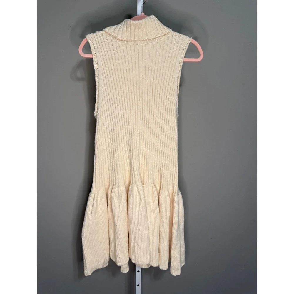 Free People Millie‎ Ribbed Sweater Mini Dress White Swan NWT XL Boho Coastal
